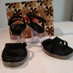 Black Velvet on clear heels